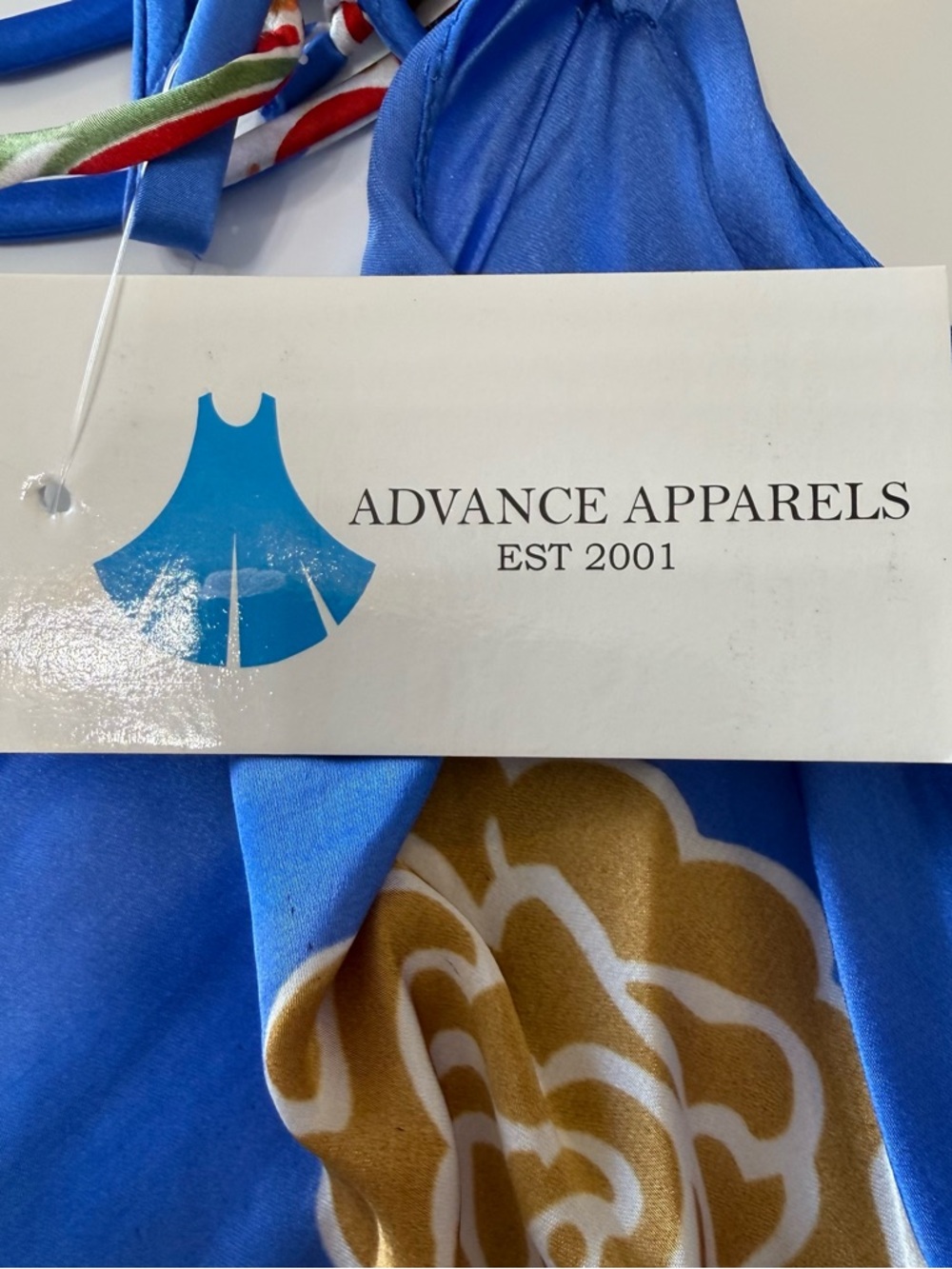 Advance Apparels 100% Silk Royal Blue Floral V-Neck Maxi Dress Size Small - Picture 9 of 10